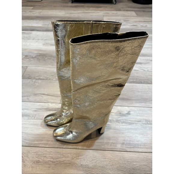 A New Day Gold Diva Stovepipe Tall knee Boots Size 6.5 - Picture 3 of 12
